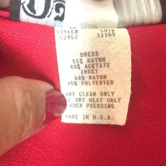 Vtg 80s DAWN JOY Red Mock 2 Pc Lace Up Back Knee Length Tunic Dress~ 7/8 - Picture 6 of 7